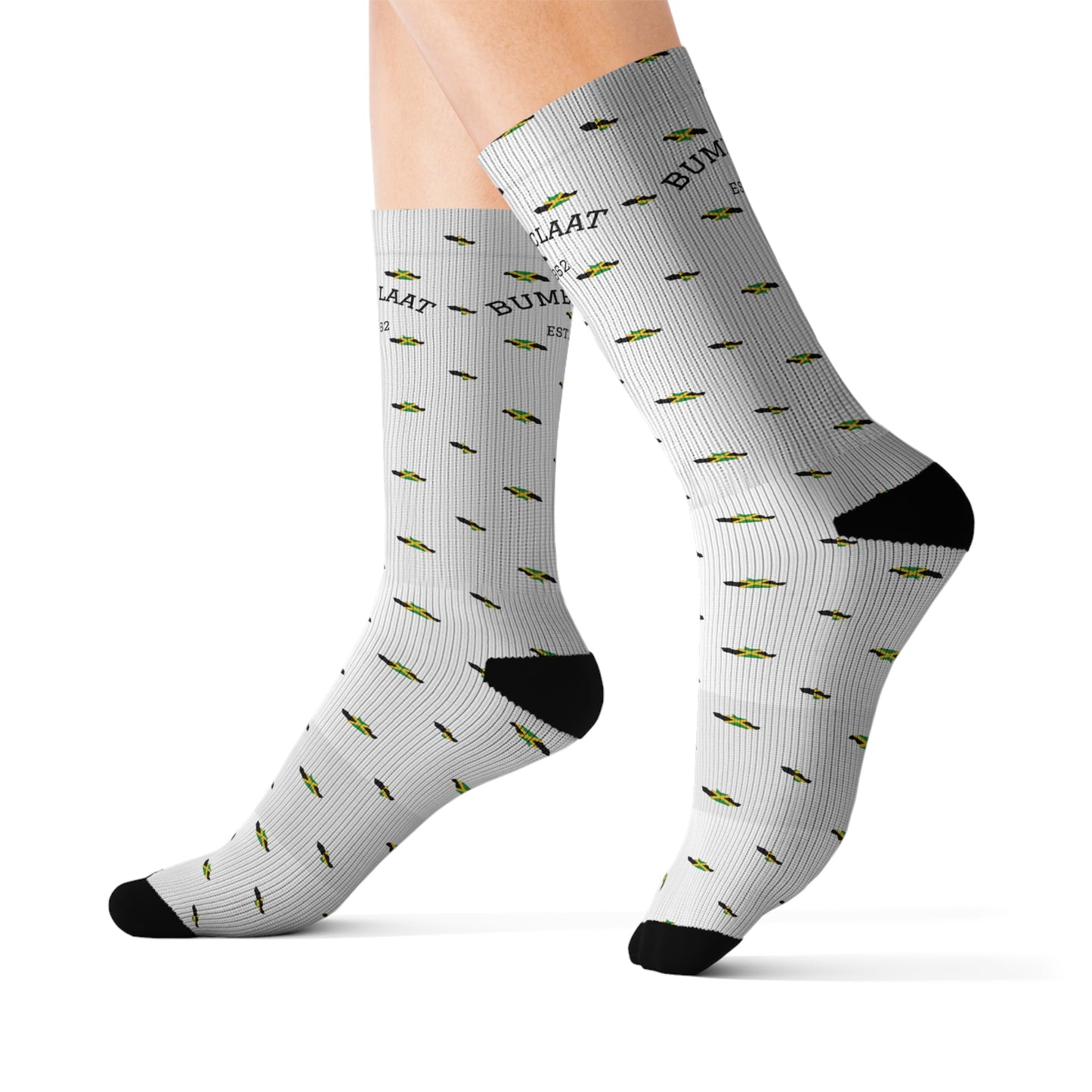 Jamaican BC socks, Vibrant Printed Footwear, Personalized Gift Idea, Athletic Crew Socks, Unique Fashion Socks