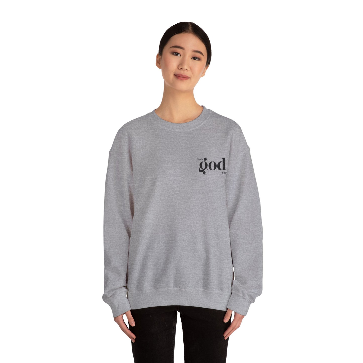 Seek God First Embroidered Unisex Crewneck Sweatshirt