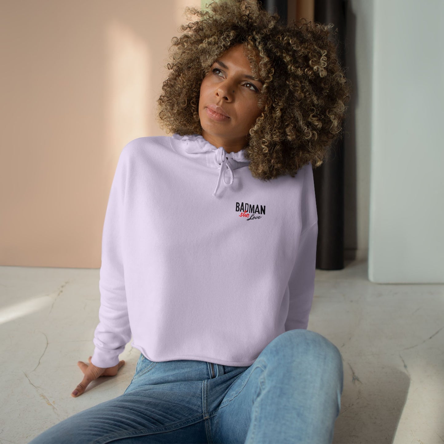 Stylish Badman she love Crop Hoodie - by Addy