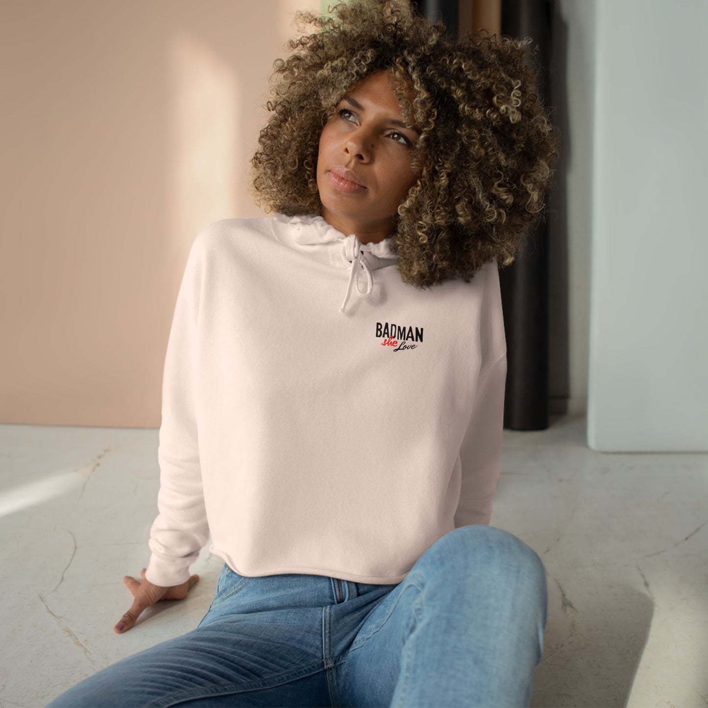 Stylish Badman she love Crop Hoodie - by Addy