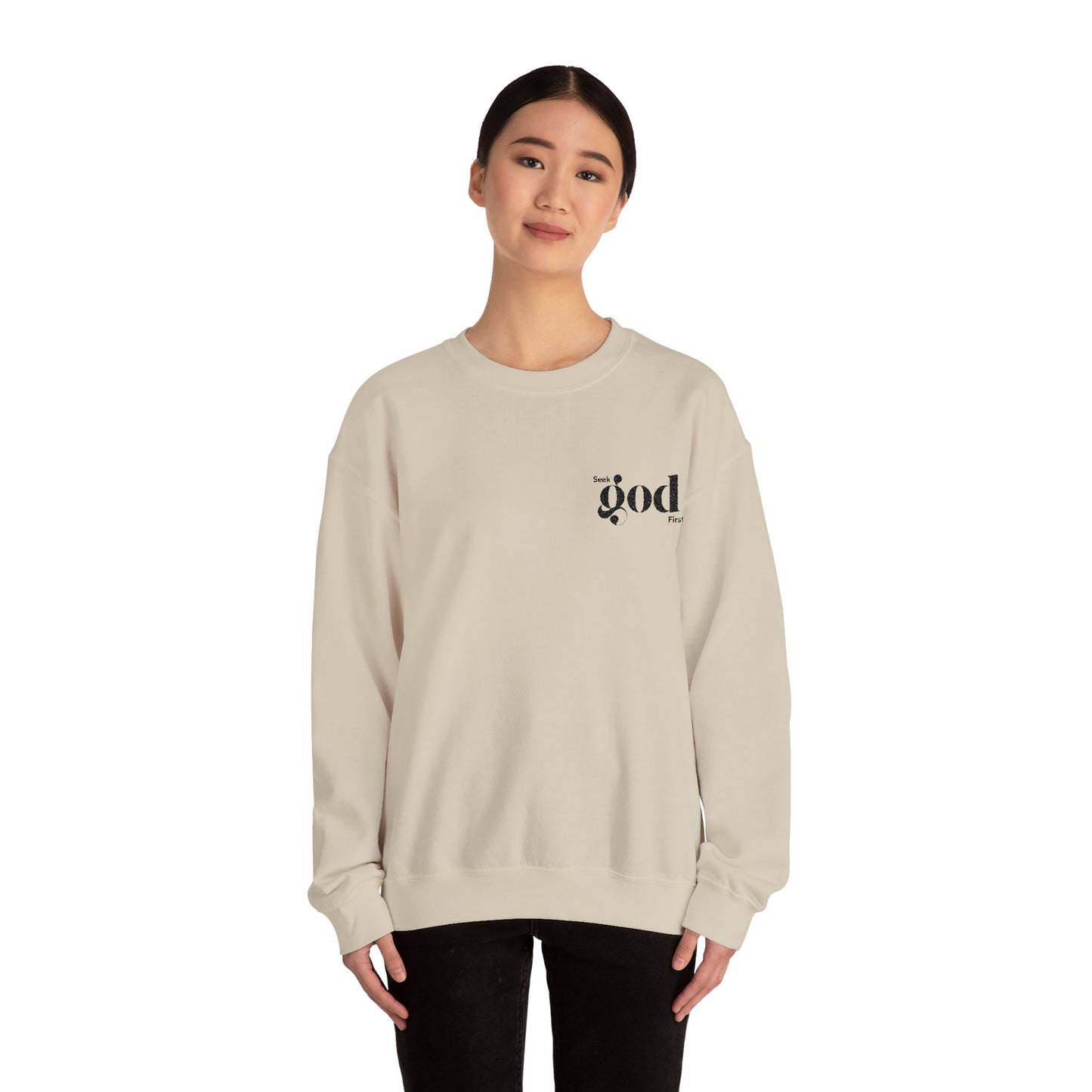 Seek God First Embroidered Unisex Crewneck Sweatshirt