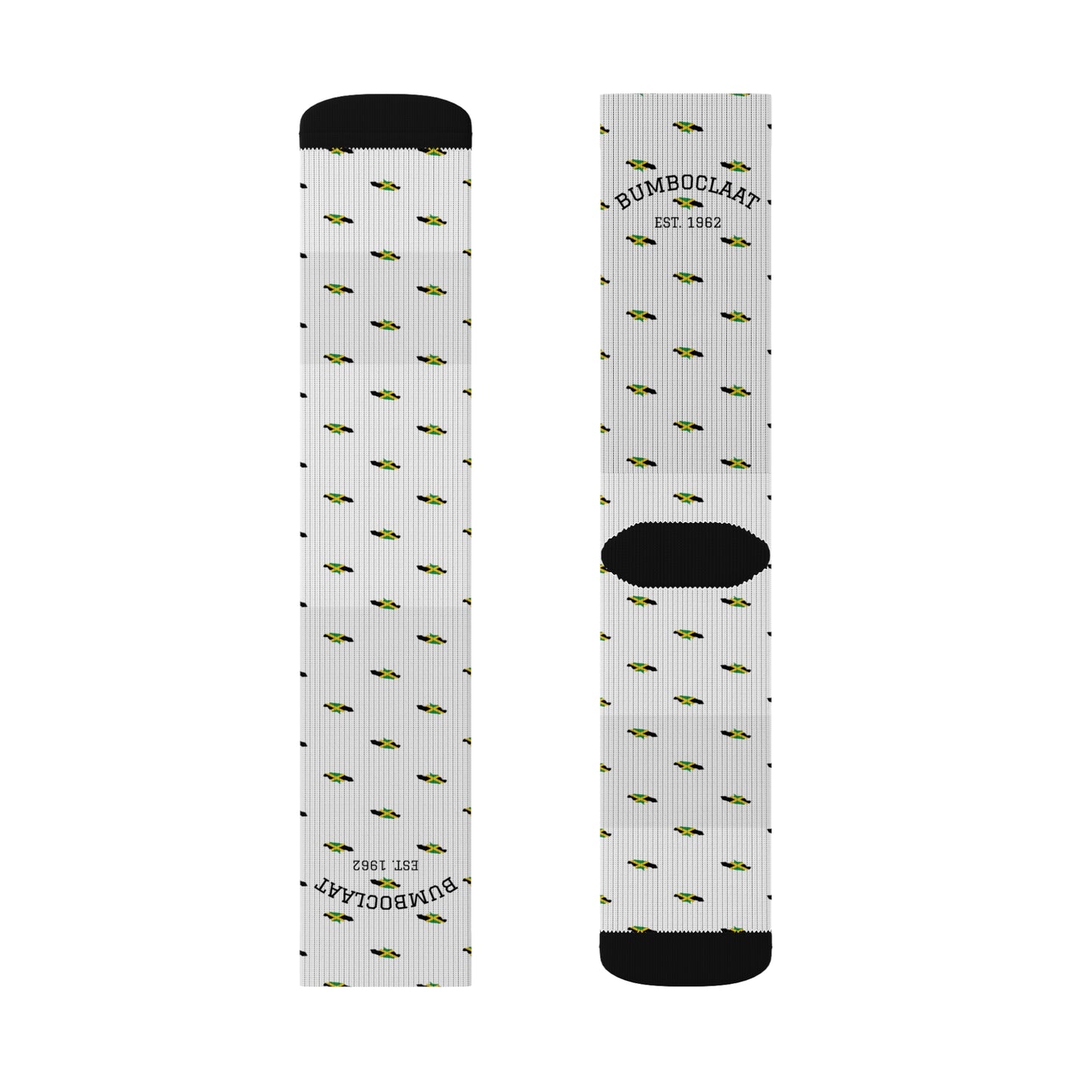 Jamaican BC socks, Vibrant Printed Footwear, Personalized Gift Idea, Athletic Crew Socks, Unique Fashion Socks
