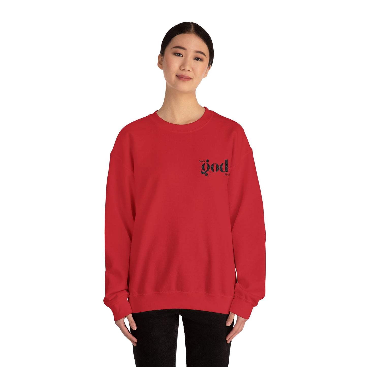 Seek God First Embroidered Unisex Crewneck Sweatshirt