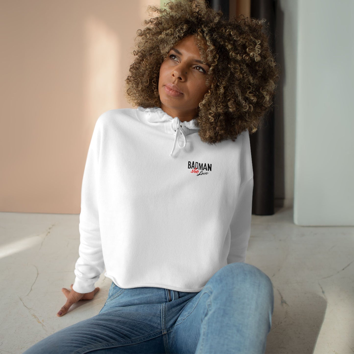 Stylish Badman she love Crop Hoodie - by Addy