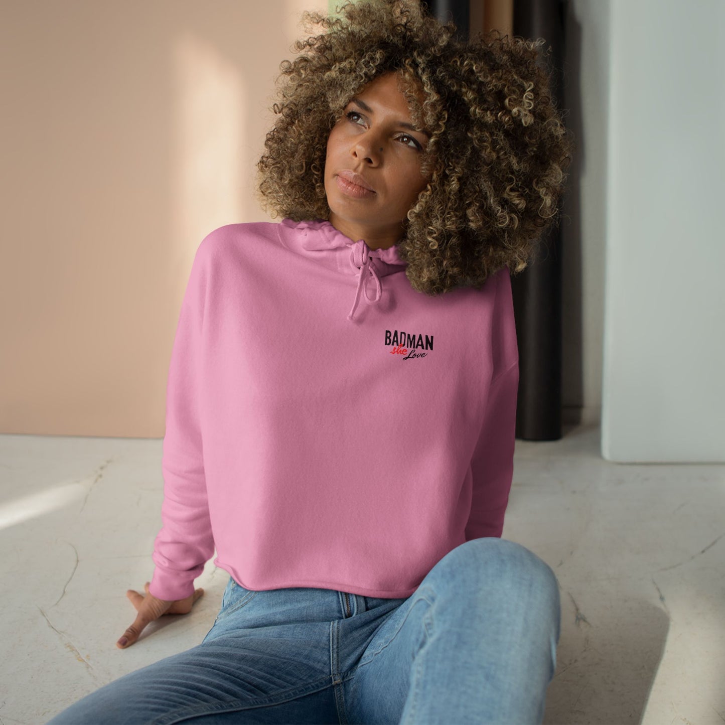 Stylish Badman she love Crop Hoodie - by Addy