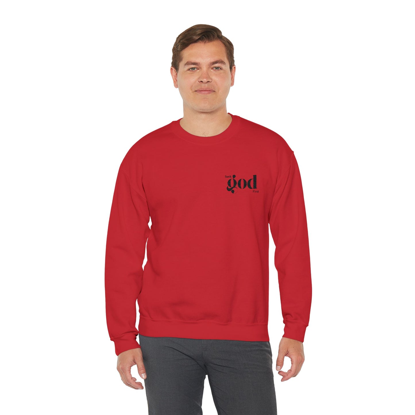 Seek God First Embroidered Unisex Crewneck Sweatshirt