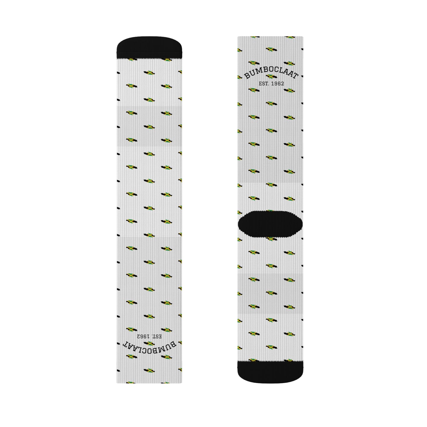 Jamaican BC socks, Vibrant Printed Footwear, Personalized Gift Idea, Athletic Crew Socks, Unique Fashion Socks