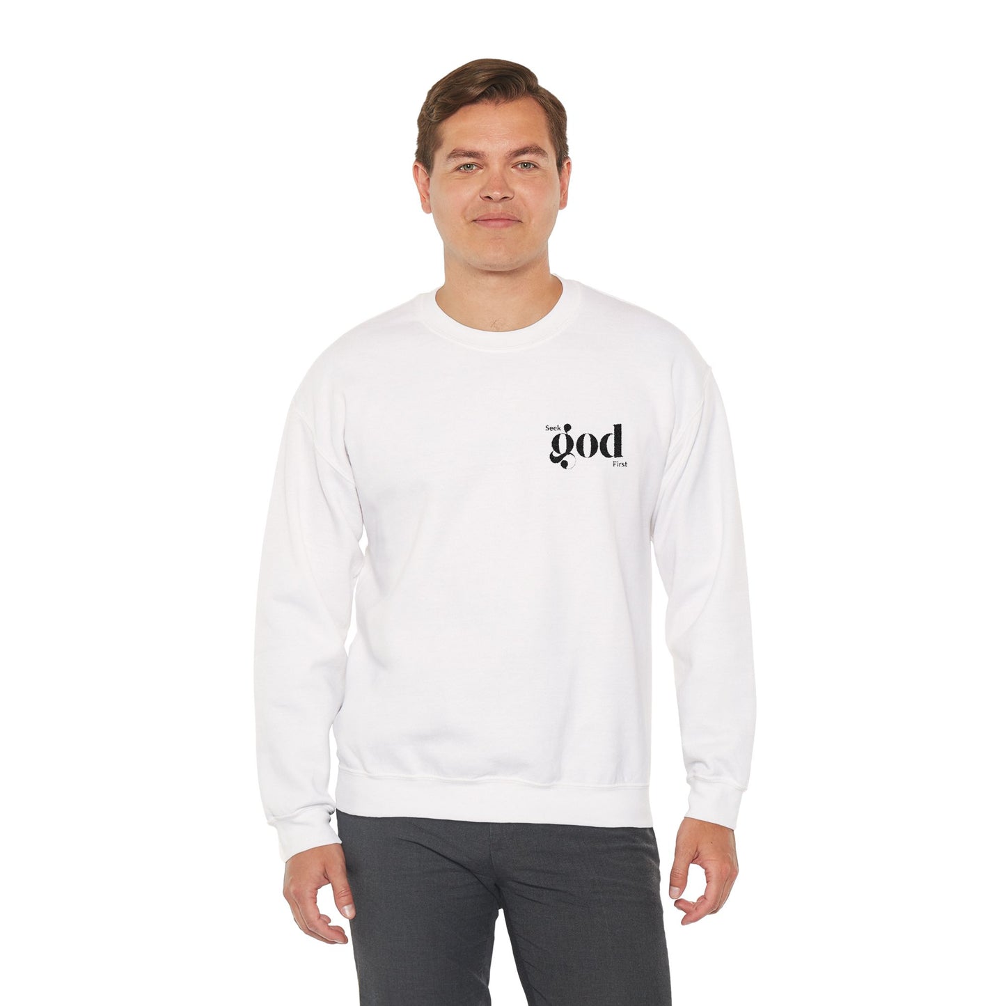 Seek God First Embroidered Unisex Crewneck Sweatshirt