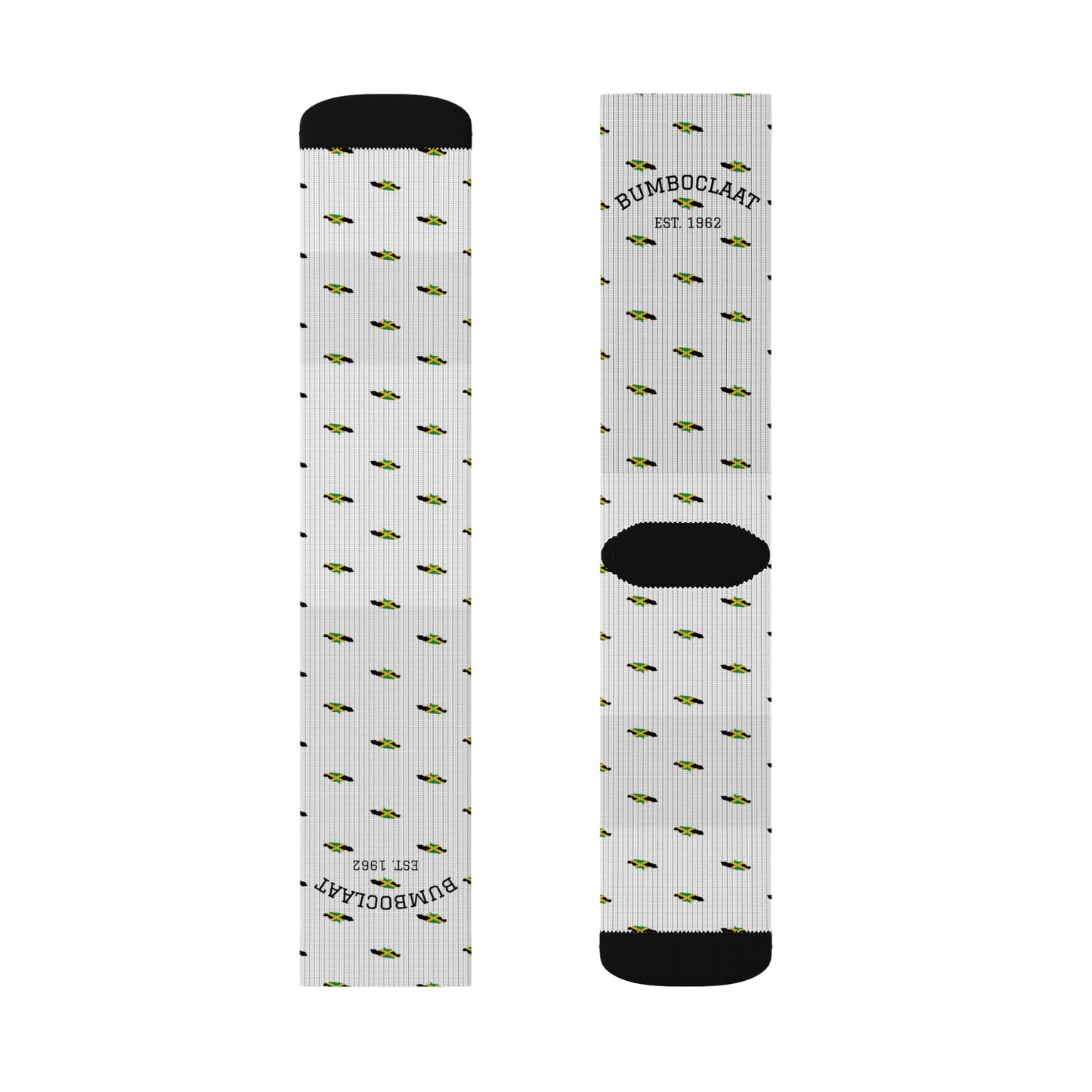 Jamaican BC socks, Vibrant Printed Footwear, Personalized Gift Idea, Athletic Crew Socks, Unique Fashion Socks