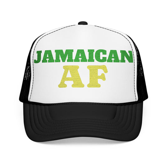 Jamaican AF Embroidered Trucker Hat — Vintage Foam Cap (Hurricane Mellissa Relief)