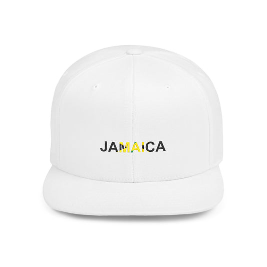 Jamaica Flat Bill Snapback Hat - Perfect for Vacation, Beach Days, Festivals, Summer Barbecues, Sports Events, Gift Idea