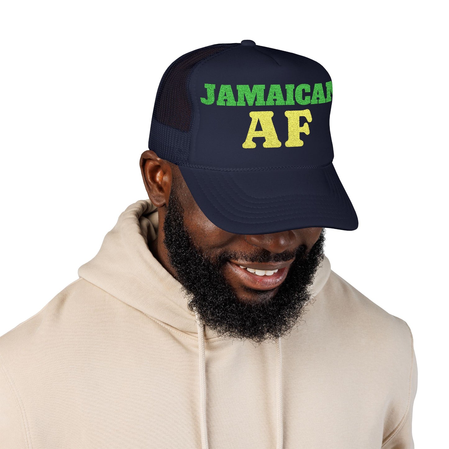 Jamaican AF Trucker Hat, Embroidered Vintage Cap | Hurricane Mellissa Relief