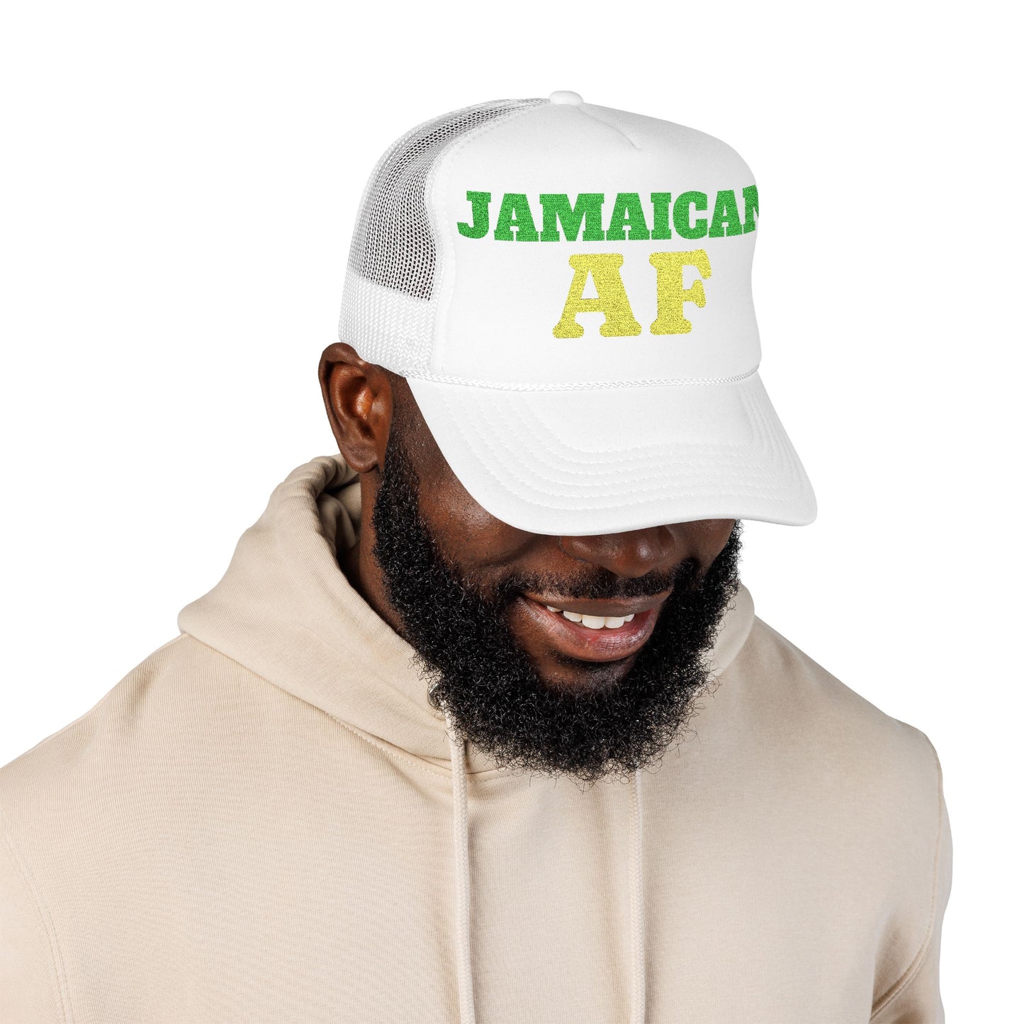 Jamaican AF Trucker Hat, Embroidered Vintage Cap | Hurricane Mellissa Relief