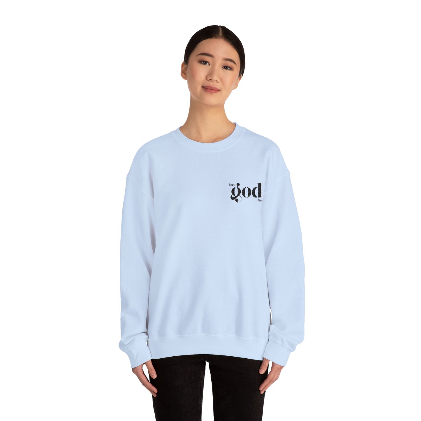 Seek God First Embroidered Unisex Crewneck Sweatshirt