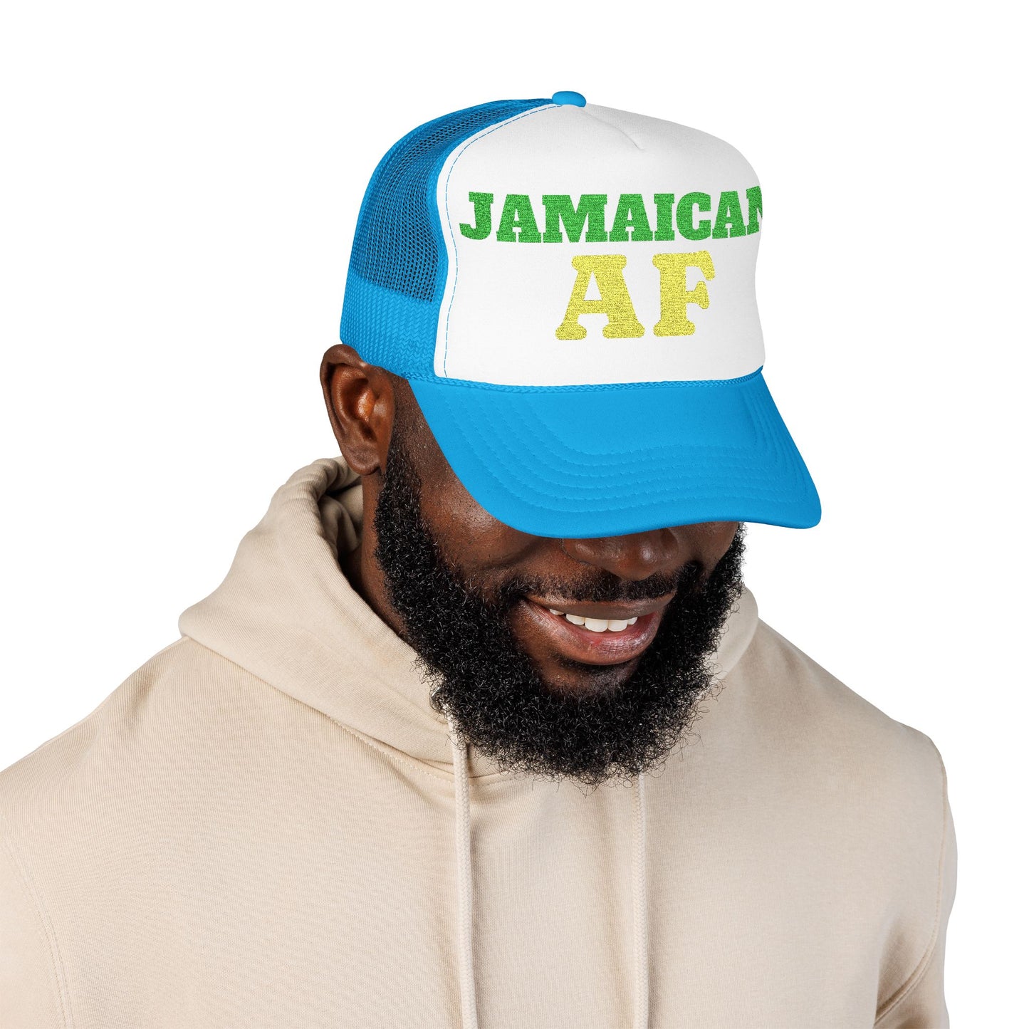 Jamaican AF Trucker Hat, Embroidered Vintage Cap | Hurricane Mellissa Relief