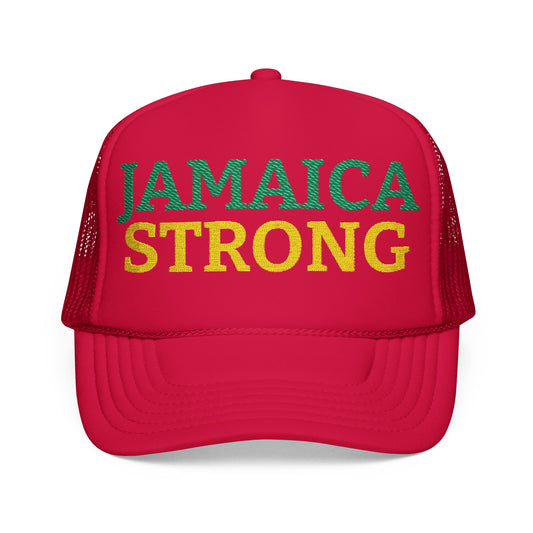 Jamaica Strong Mesh Cap supporting hurricane mellissa recovery, Embroidery Snapback, Beach Vacation Hat,